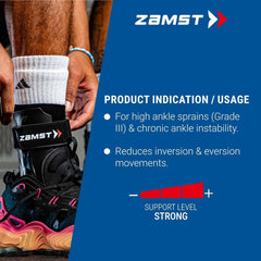 Zamst A2-DX left medium black ankle brace close up plantar strap