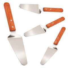 Zandfelo 4 pack stainless steel pizza servers with wooden handle