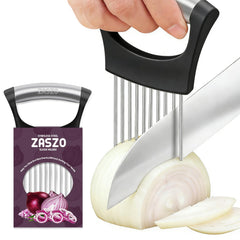 ZASZO onion holder for slicing with 10 stainless steel prongs
