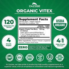 Zazzee Organic Vitex Chasteberry 4to1 extract capsules