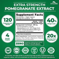 Zazzee pomegranate extract 20:1 120 capsules packaging