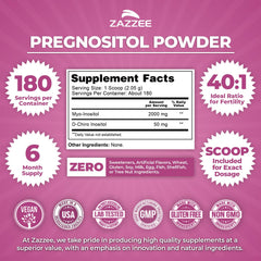 180 servings per container for Zazzee PREGNOSITOL Powder