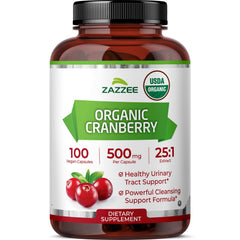 Zazzee USDA Organic Cranberry 25:1 Extract bottle front
