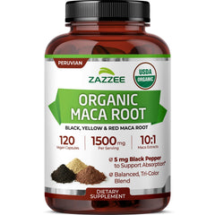 Zazzee USDA Organic Maca Root 10:1 Extract bottle label