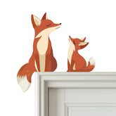 ZEARPT wooden foxes door topper set on a frame