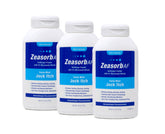 Zeasorb antifungal powder for jock itch in a 2.5 oz bottle