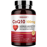 ZEBORA CoQ10 100mg Softgels bottle with PQQ Omega-3