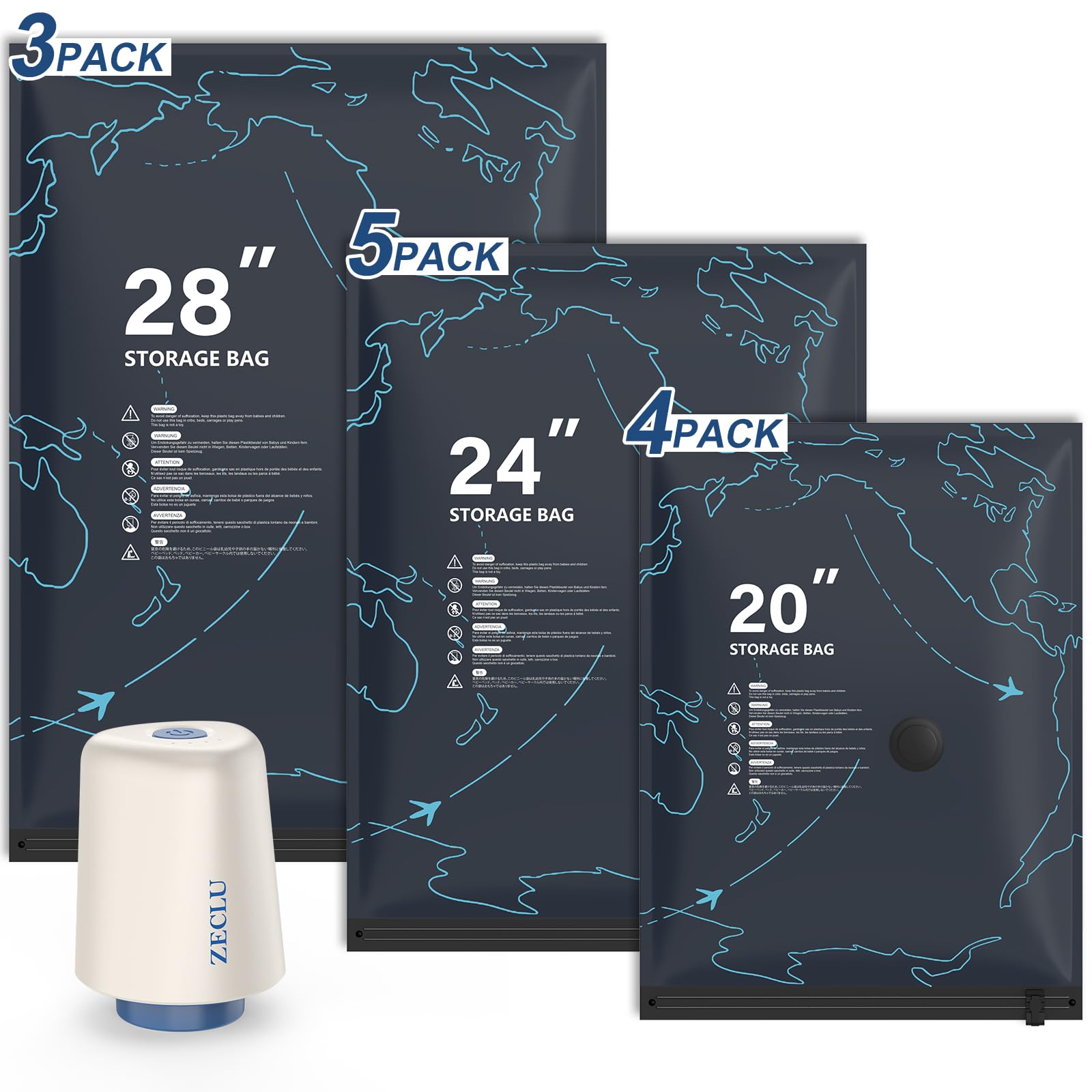Zeclu 12 Pack Vacuum Seal Bags for clothing travel