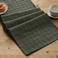 13x72 inch Linen Table Runner army green close up