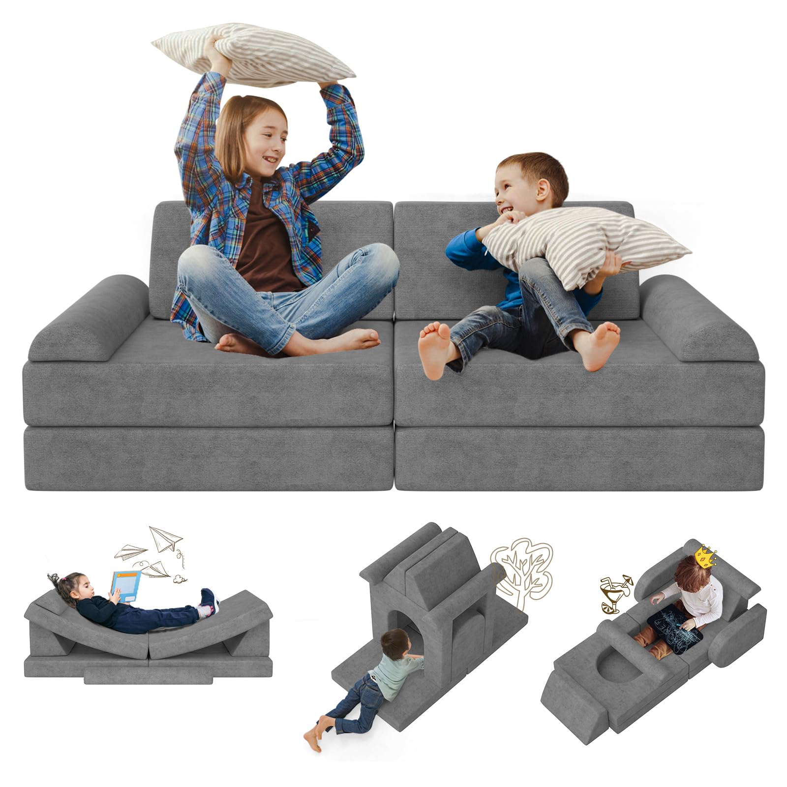 zefinot toddler couch 10-piece modular set overall view