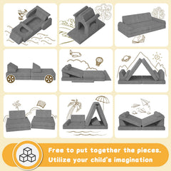 zefinot modular kids play couch shown in flexible shapes