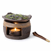 Zen Ceramic Incense Holder with Wooden Tongs decorative ceramic piece on shelf