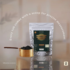 Charcoal powder blended in drinks for digestion support