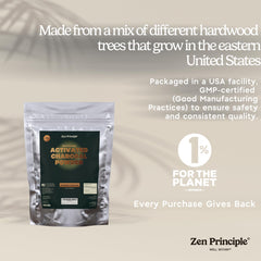 Charcoal powder used for skin and hair care by Zen Principle
