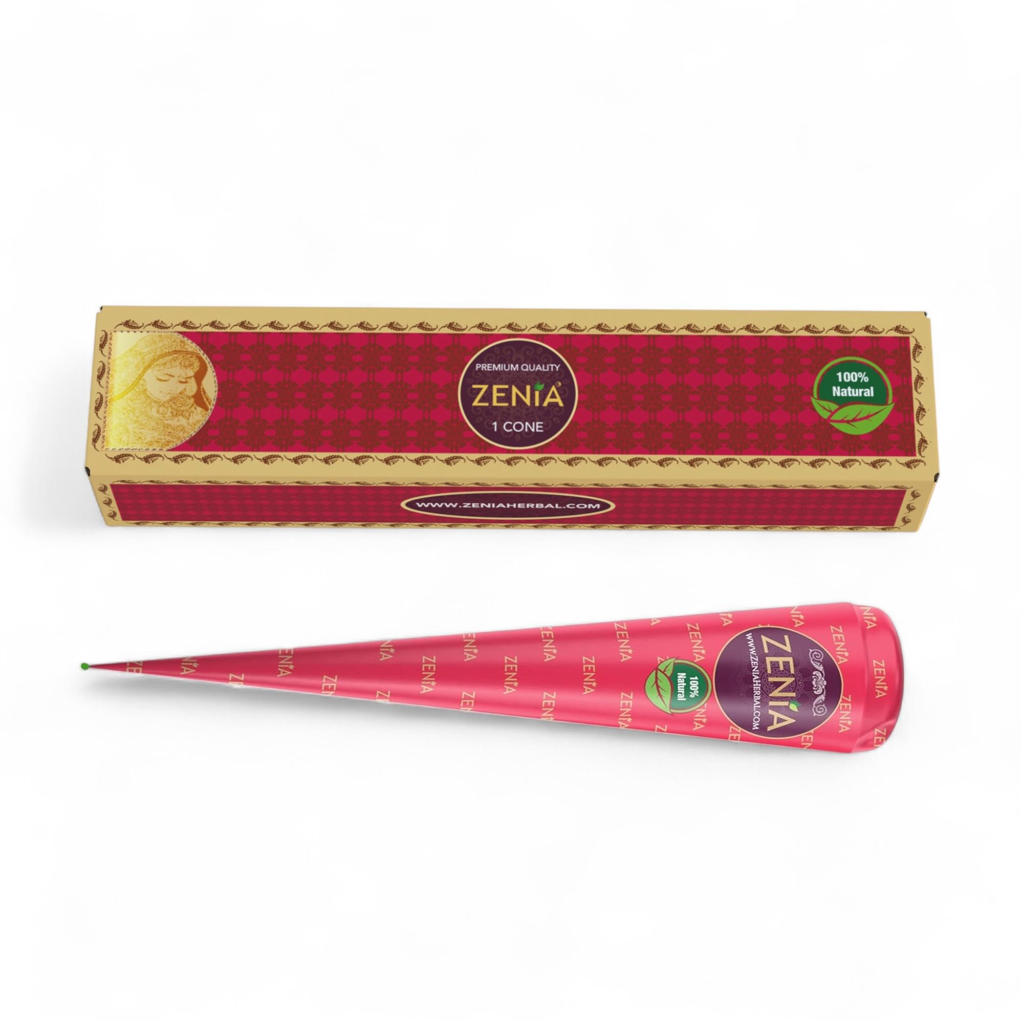 Zenia 100% Natural Temporary Tattoo Paste Cone packaging