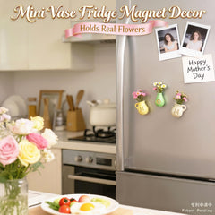 3D mini vase magnet features ceramic vase and lifelike flowers
