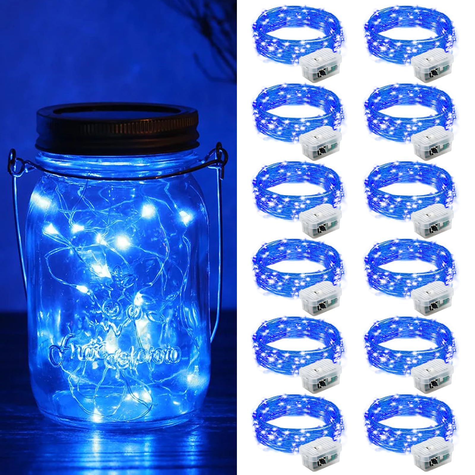 ZGWJ 12 pack fairy lights battery operated blue LEDs