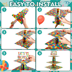 24 color building block cupcake toppers