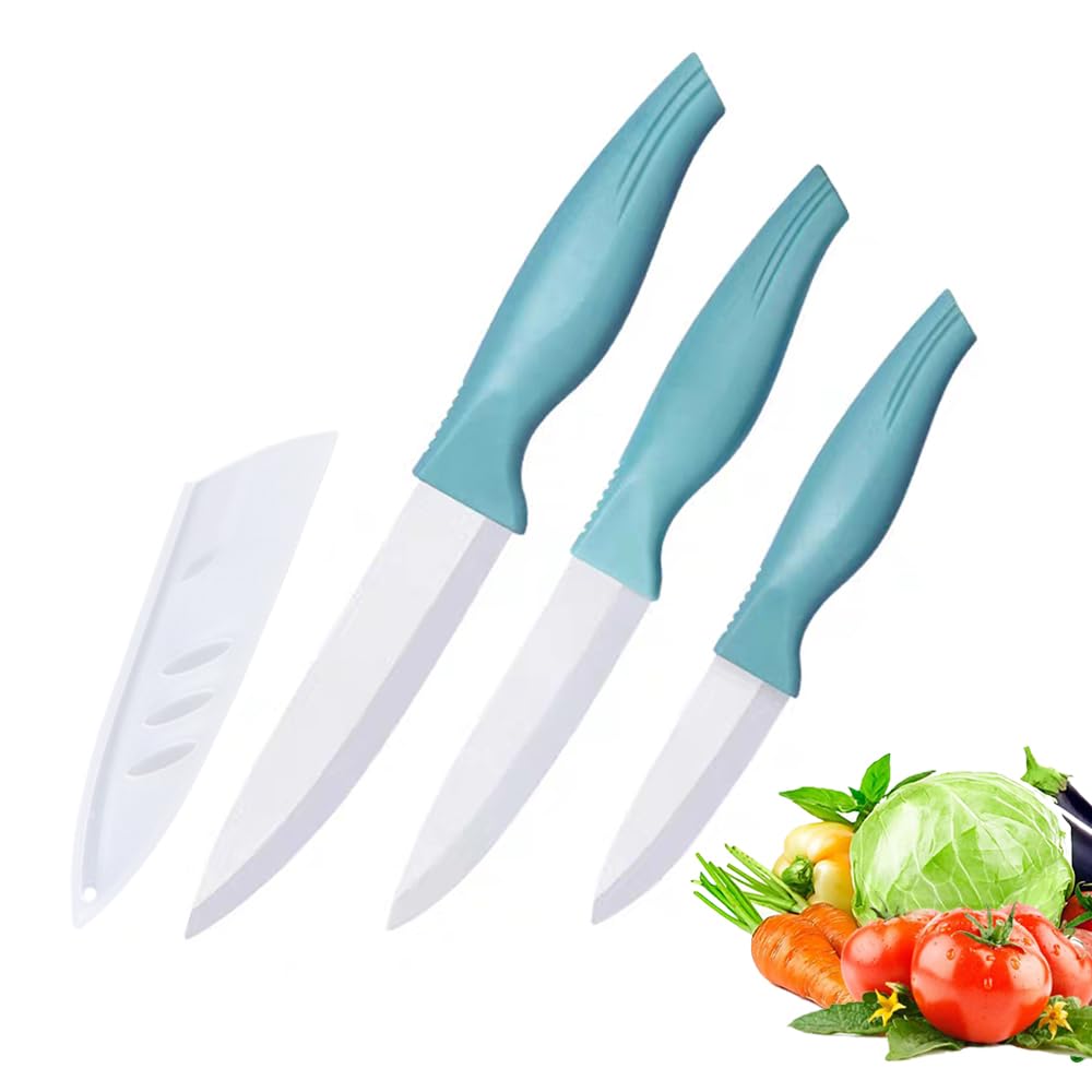 Zhiyun 3-Piece Blue Ceramic Knife Set with 5in Vegetable Knife