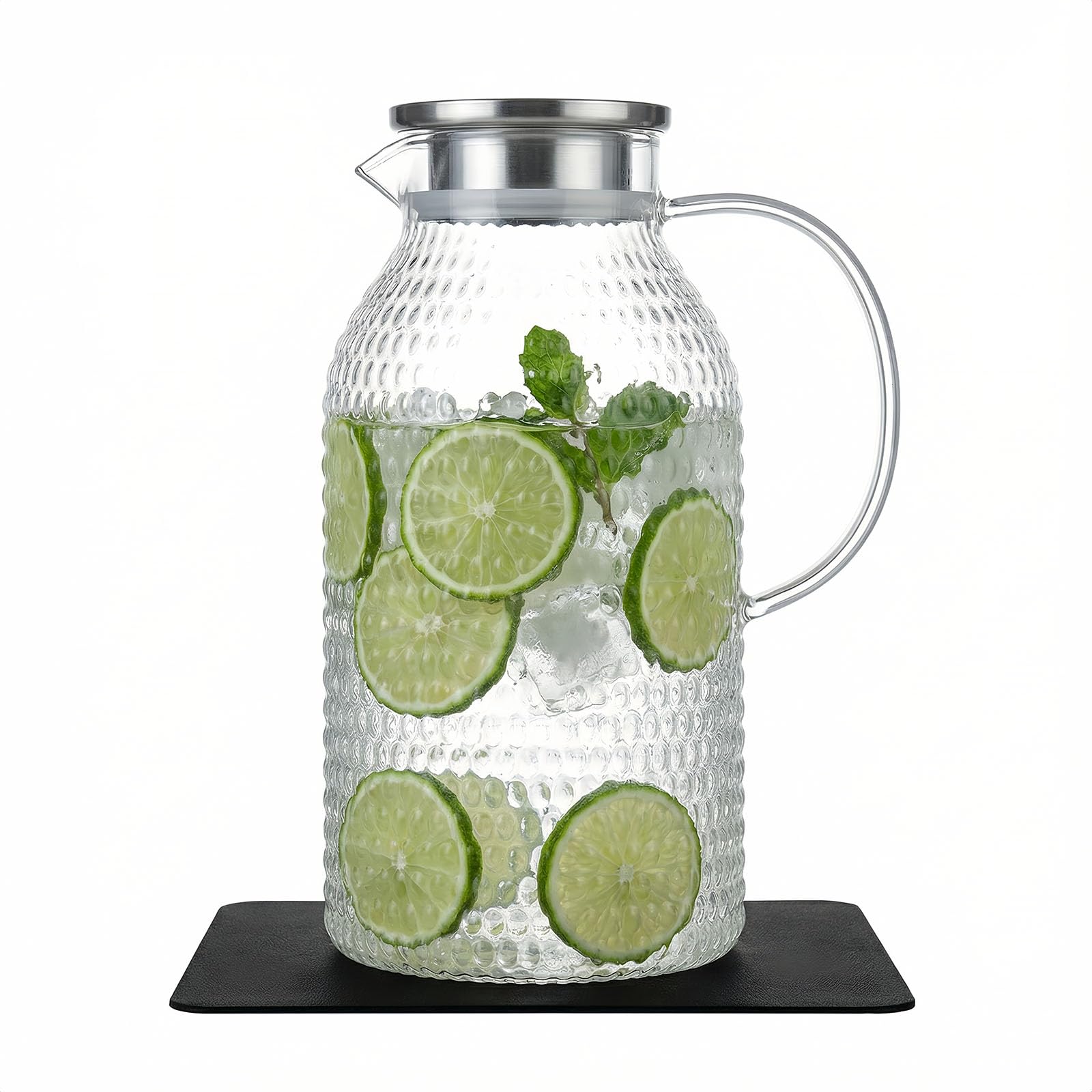 ZHUNZOOEN glass pitcher with lid 3 liter capacity close up