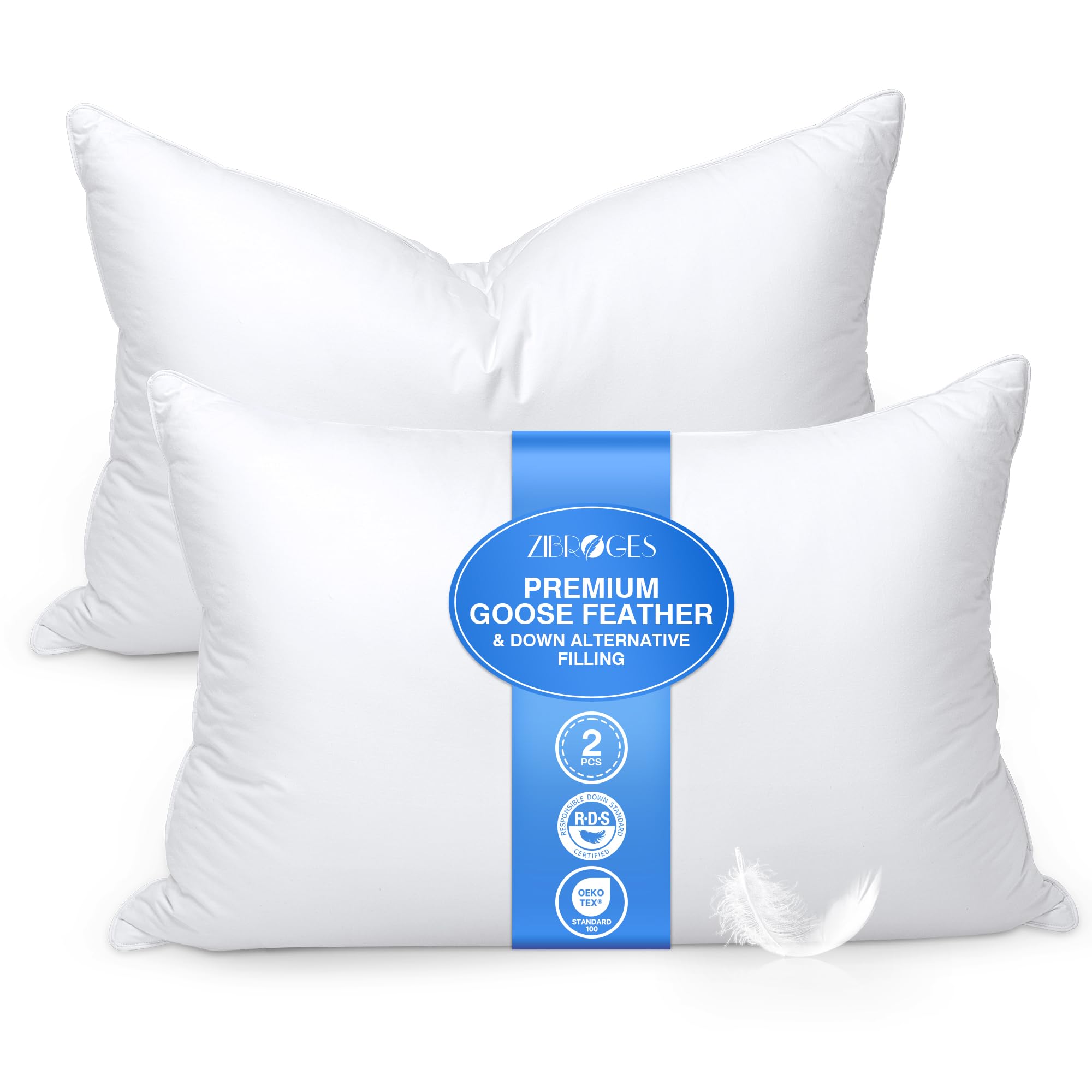 zibroges goose feather pillows king size front view