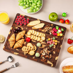 Walnut wood cutting board with juice groove detail