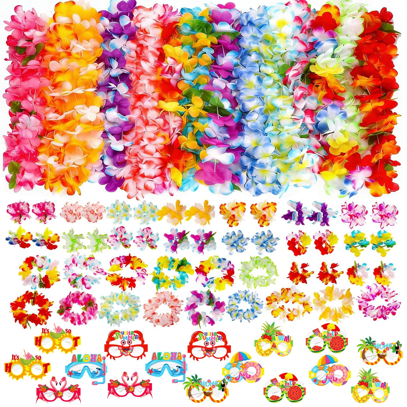 Hawaiian leis 80 pack decorative flower necklace by ZIOHRPA