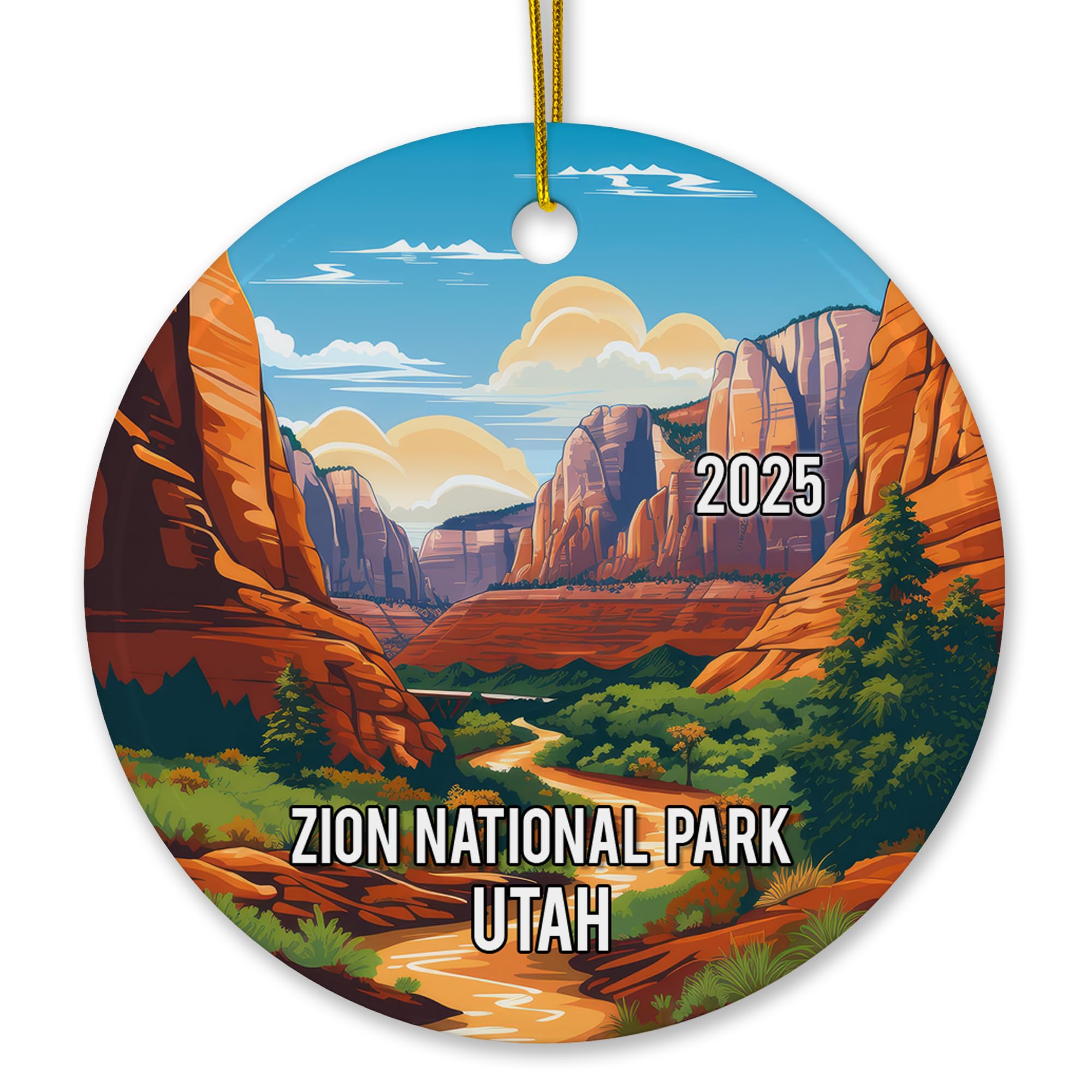 Zion National Park Utah ceramic Christmas ornament front view