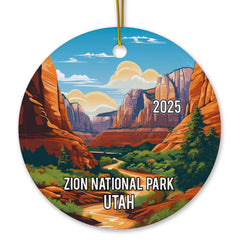 Zion National Park Utah ceramic Christmas ornament front view