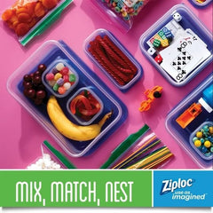 Microwave safe fridge and freezer storage with Ziploc containers