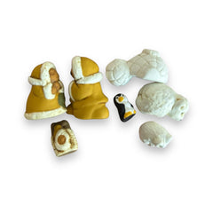 Handmade clay nativity ornament with natural paints