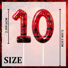 Dark horror style birthday candle with red base and shadow design