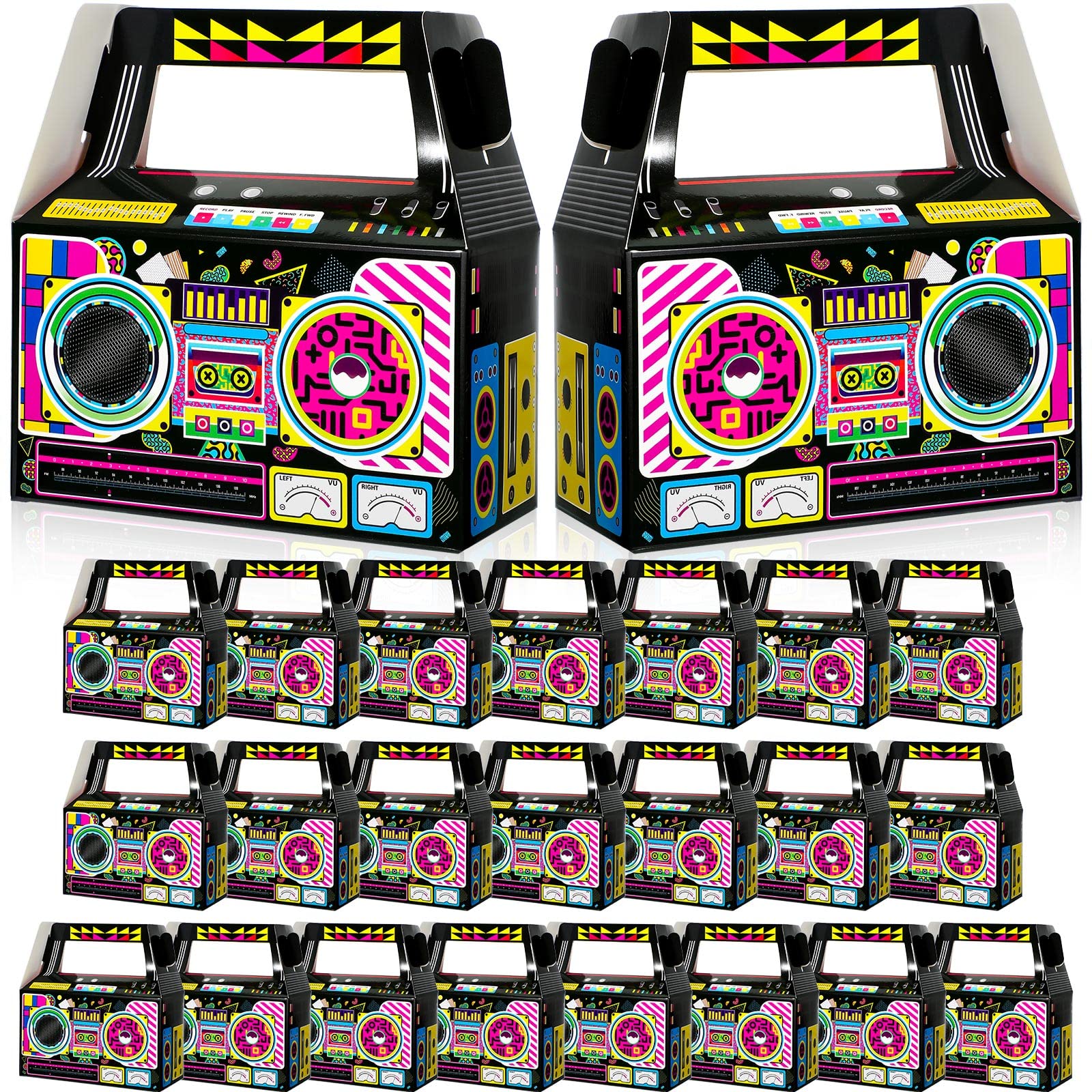 Zonon 24 Pcs 80s Party Favors Boxes set of 24 white cardboard gift boxes