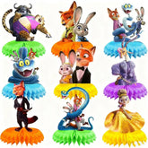 Zootopia2 birthday party supplies and 9pcs honeycomb centerpieces