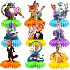 Zootopia2 birthday party supplies and 9pcs honeycomb centerpieces