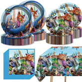 Zootopia2 party tableware set with plates and napkins