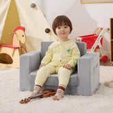 Zorvoxz Kids Couch grey toddler chair with soft fabric