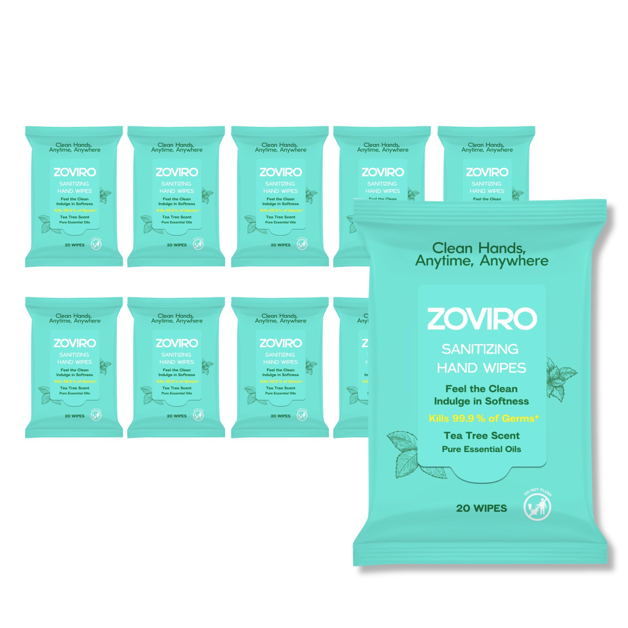 Zoviro hand sanitizer wipes travel size