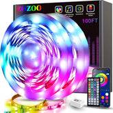 ZOZOO 100ft LED lights for bedroom RGB setup with remote