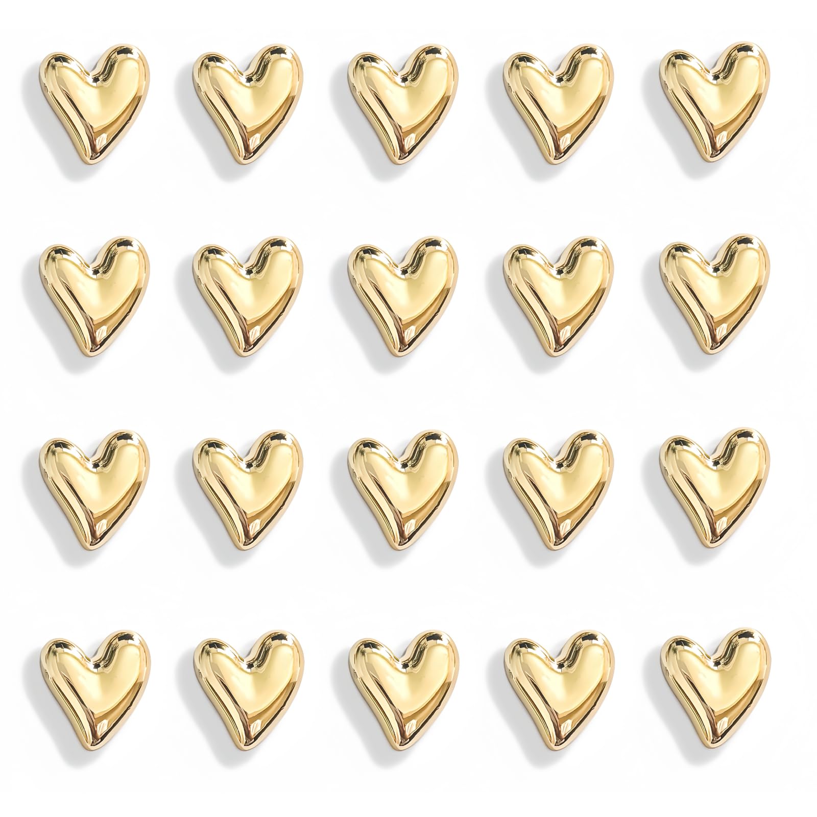 ZPHTWO 20pcs gold heart fridge magnets close up gloss finish