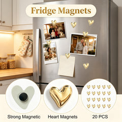 Resin core construction gold heart magnets with strong magnet
