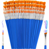 ZRLEI small paint brushes bulk set with flat and round tips for kids