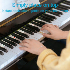 Removable 88-Key piano labels applied to keys