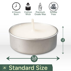Zuvo tea lights candles 100 pack close up image