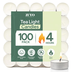 Zuvo tea lights candles white 100 pack product image