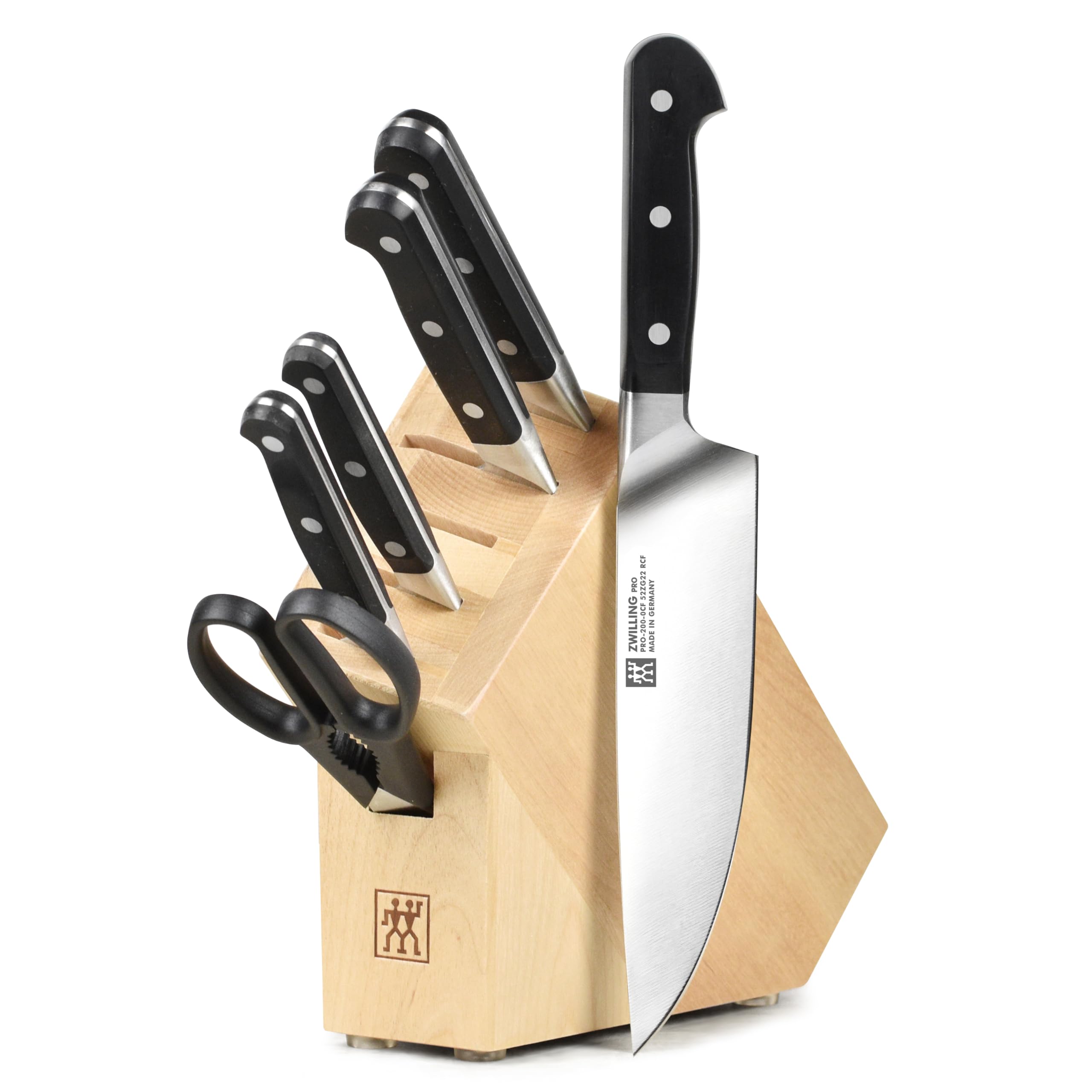 Zwilling Pro knife set with 6-slot Birchwood block