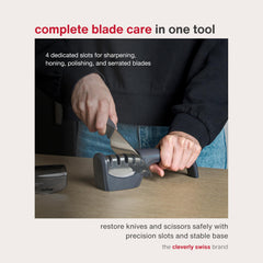 Slot for straight edge blades on Zyliss knife sharpener