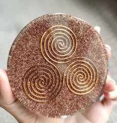 Copper chips embedded in resin coaster