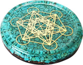 ZZYBIA turquoise crystals Metatron's Cube Merkaba coaster 4 inch diameter