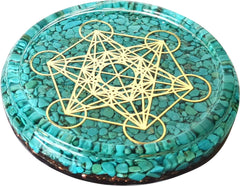 ZZYBIA turquoise crystals Metatron's Cube Merkaba coaster 4 inch diameter